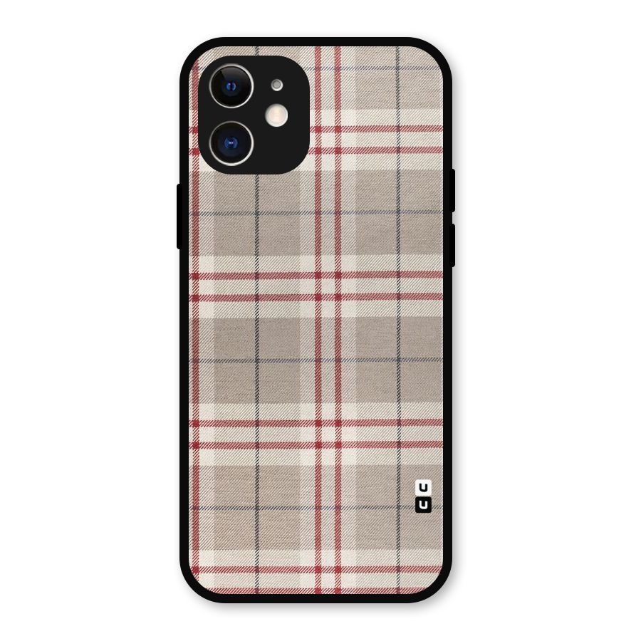 Beige Red Check Metal Back Case for iPhone 12