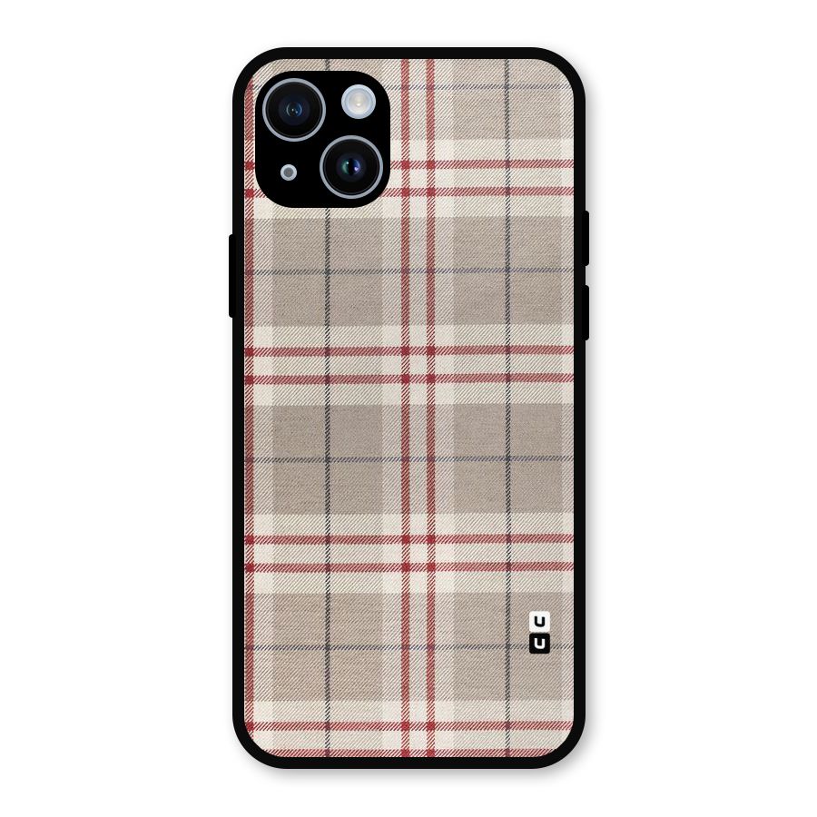 Beige Red Check Metal Back Case for iPhone 14