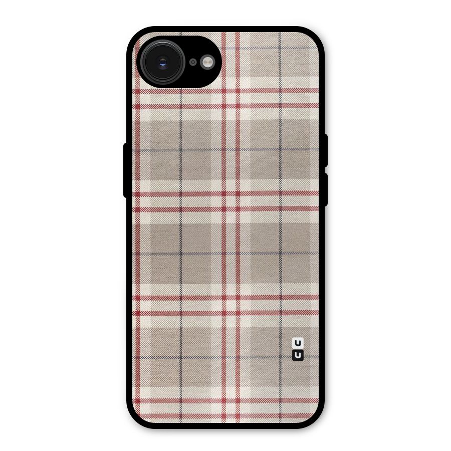 Beige Red Check Metal Back Case for iPhone 16e
