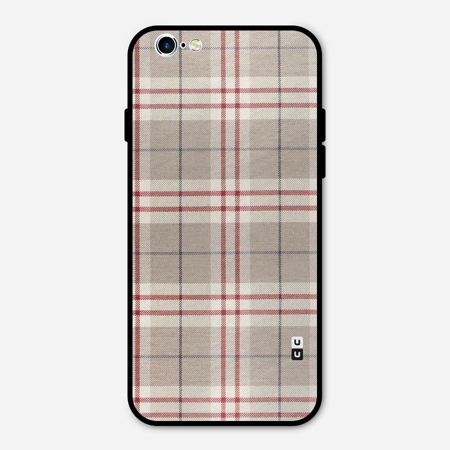 Beige Red Check Metal Back Case for iPhone 6 6s