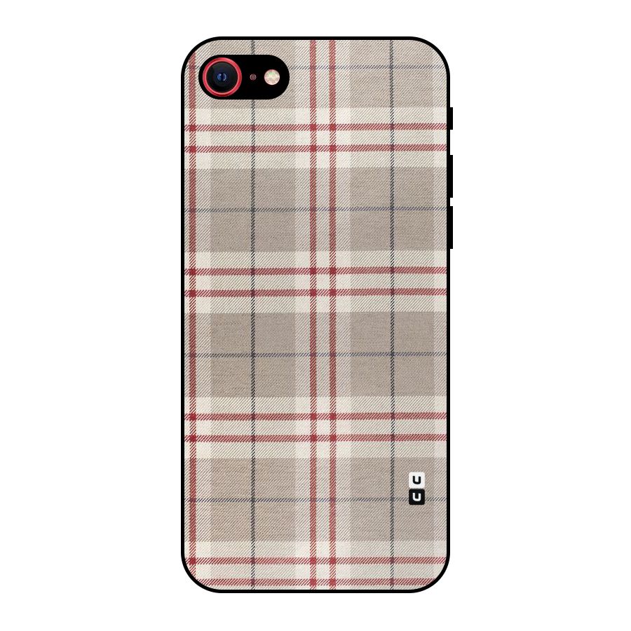 Beige Red Check Metal Back Case for iPhone 7
