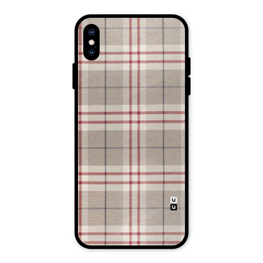 Beige Red Check Metal Back Case for iPhone XS Max