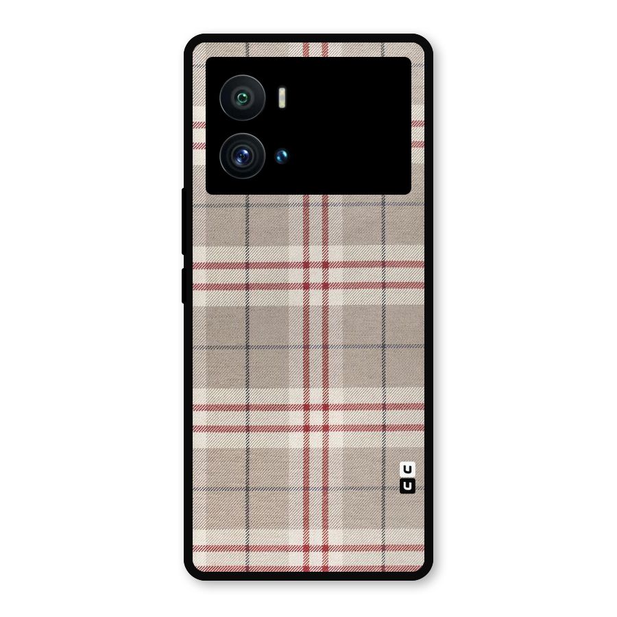 Beige Red Check Metal Back Case for iQOO 9 Pro