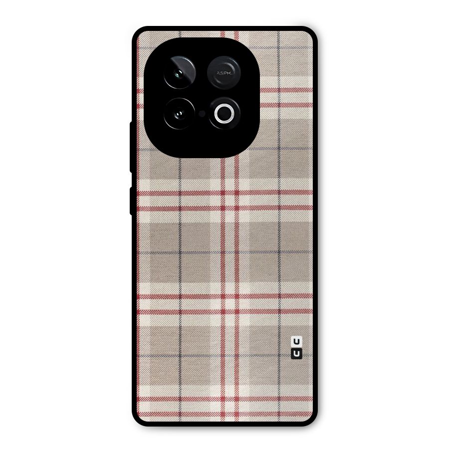 Beige Red Check Metal Back Case for iQOO Neo 10