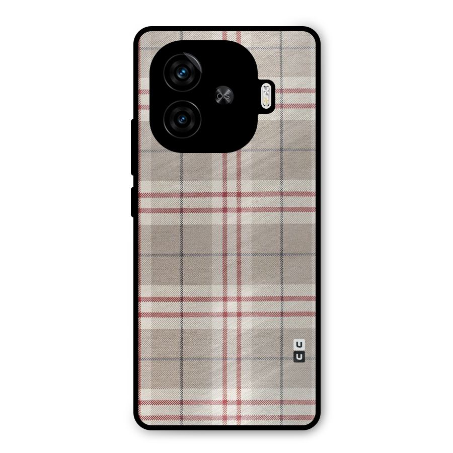 Beige Red Check Metal Back Case for iQOO Neo 10R