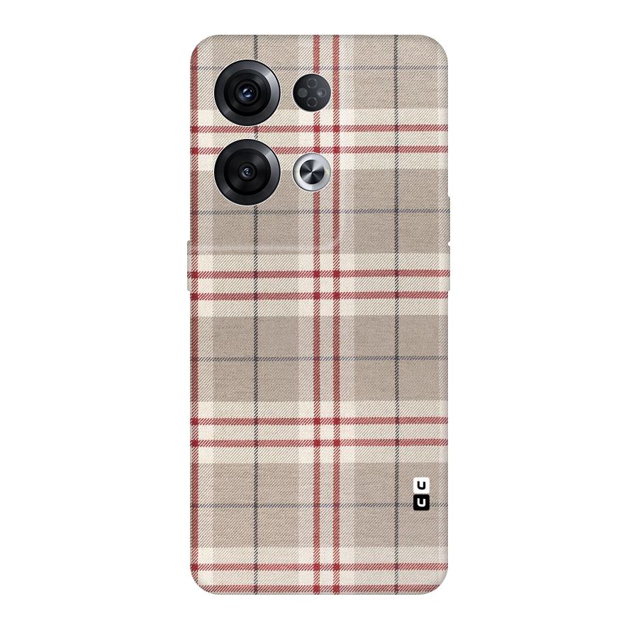 Beige Red Check Original Polycarbonate Back Case for Oppo Reno8 Pro 5G