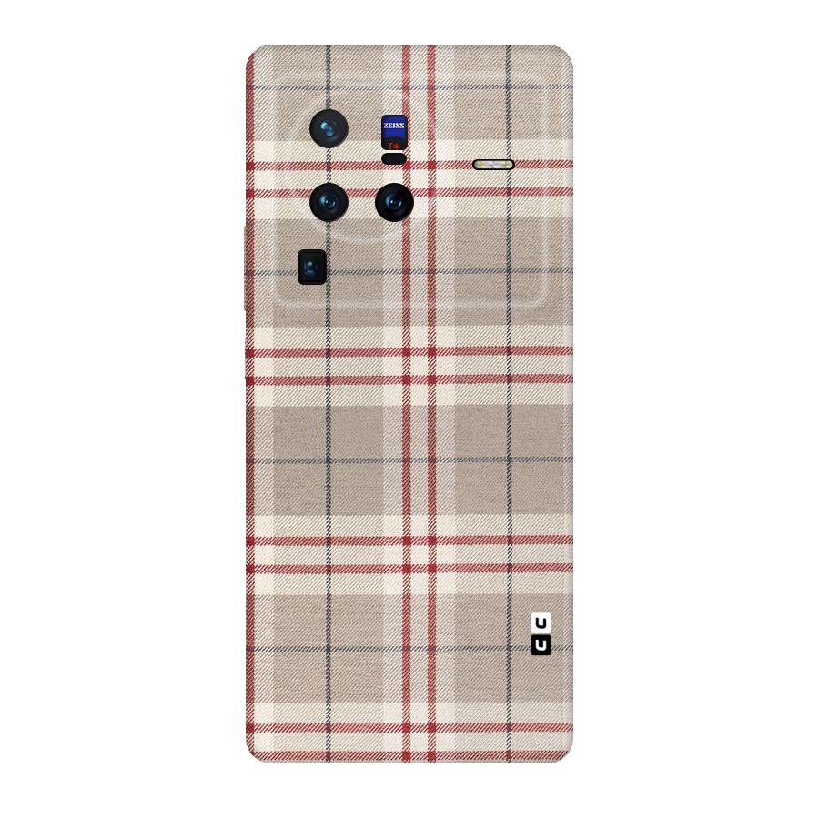 Beige Red Check Original Polycarbonate Back Case for Vivo X80