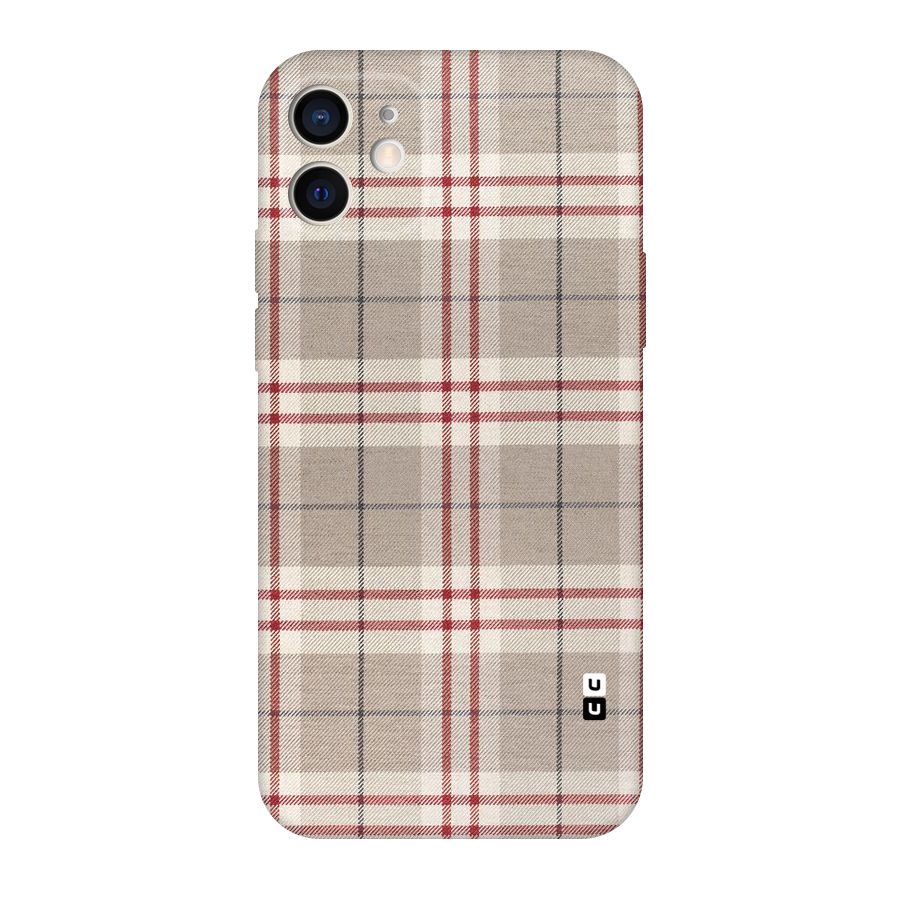 Beige Red Check Original Polycarbonate Back Case for iPhone 12