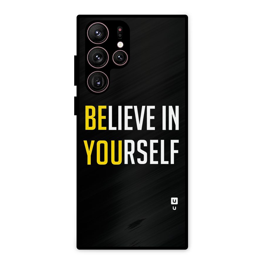 Believe In Yourself Black Metal Back Case for Galaxy S22 Ultra 5G