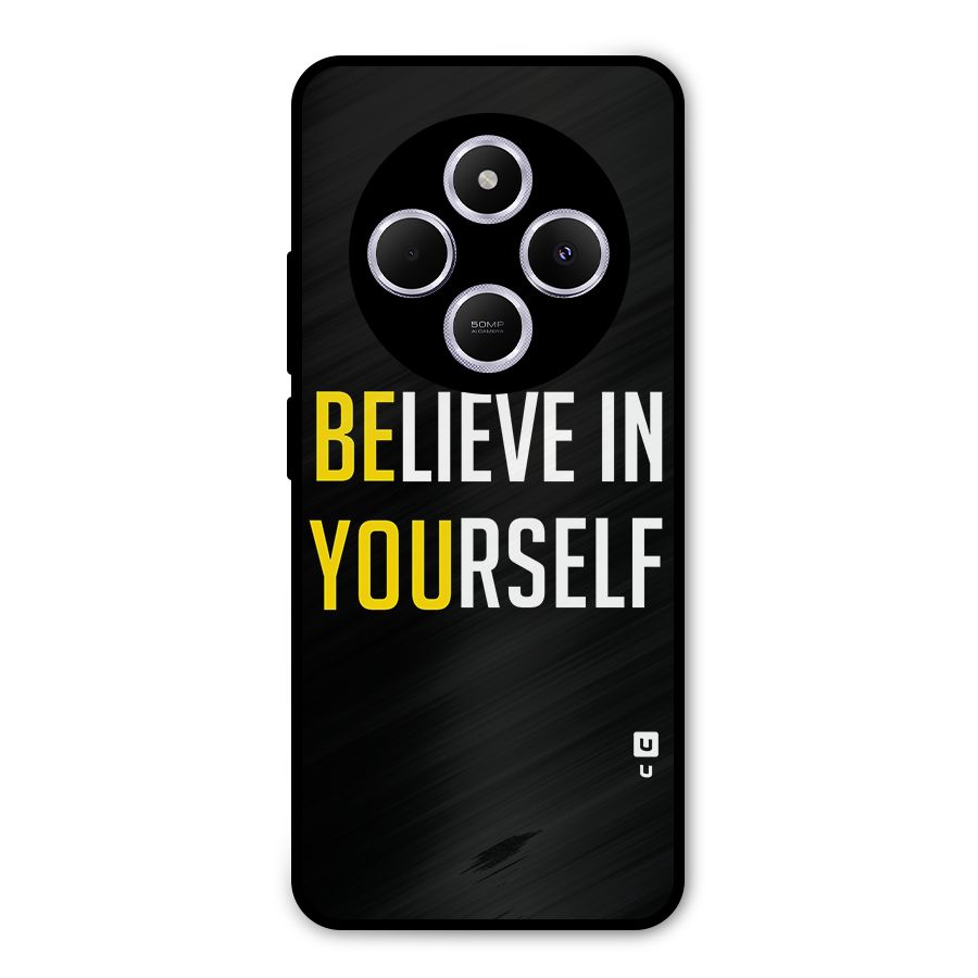 Believe In Yourself Black Metal Back Case for Poco C75 5G