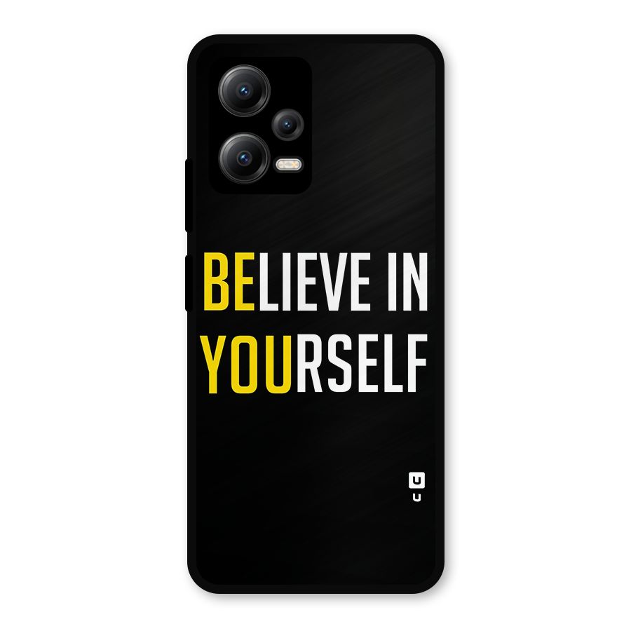 Believe In Yourself Black Metal Back Case for Redmi Note 12 5G