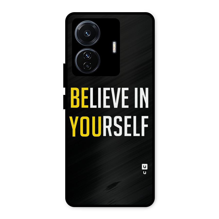 Believe In Yourself Black Metal Back Case for Vivo T1 Pro