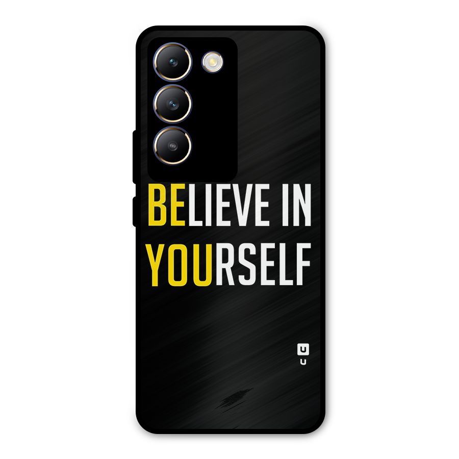 Believe In Yourself Black Metal Back Case for Vivo T3 5G