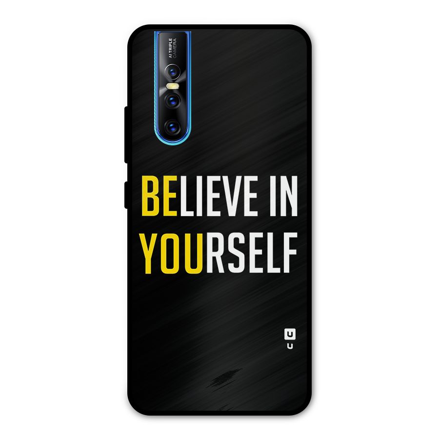 Believe In Yourself Black Metal Back Case for Vivo V15 Pro