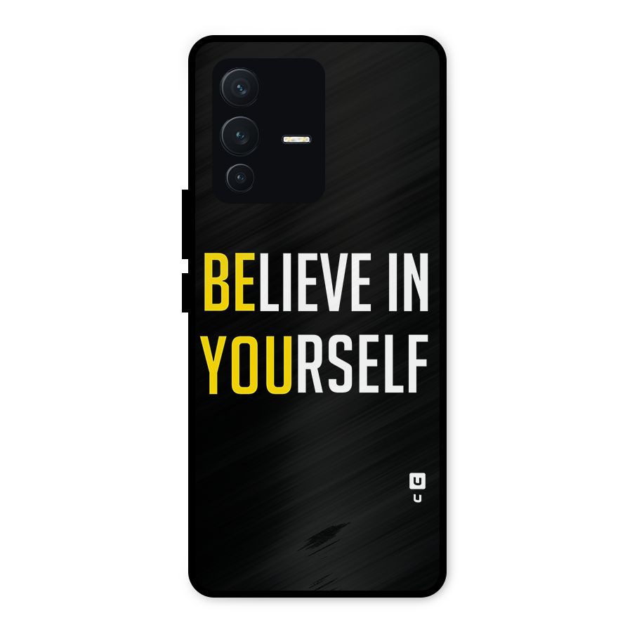 Believe In Yourself Black Metal Back Case for Vivo V23 5G
