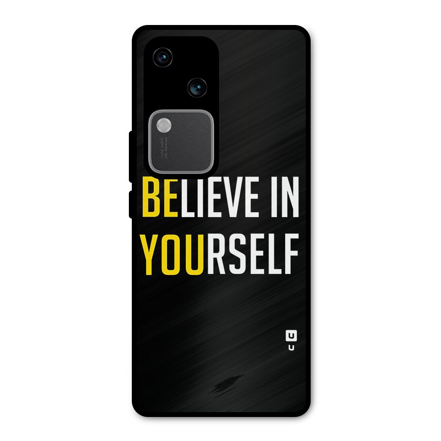 Believe In Yourself Black Metal Back Case for Vivo V30