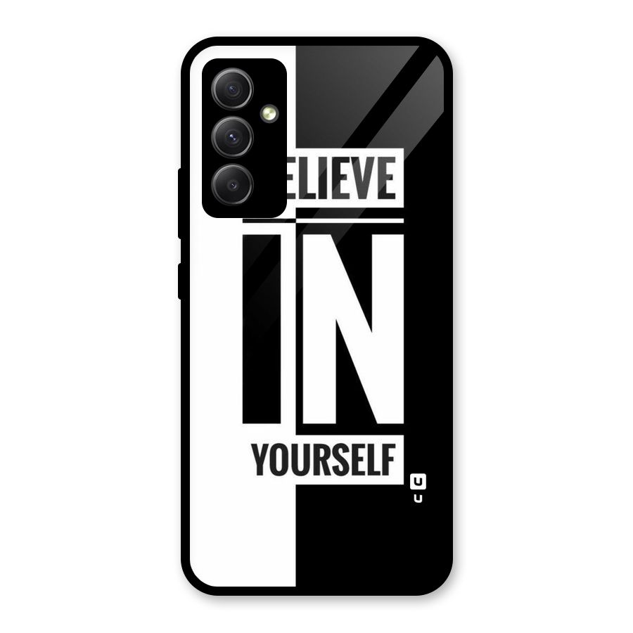 Believe Yourself Black Glass Back Case for Galaxy A34