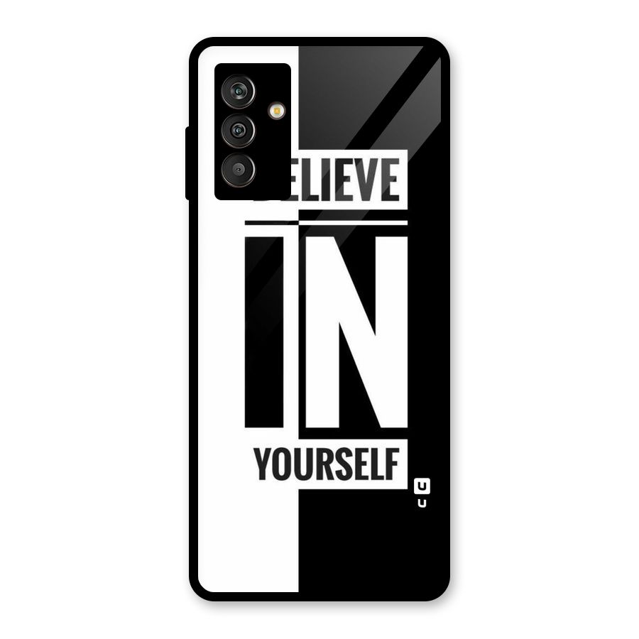 Believe Yourself Black Glass Back Case for Galaxy M13