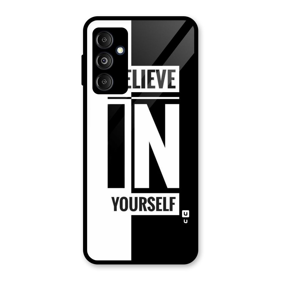 Believe Yourself Black Glass Back Case for Galaxy M14 5G