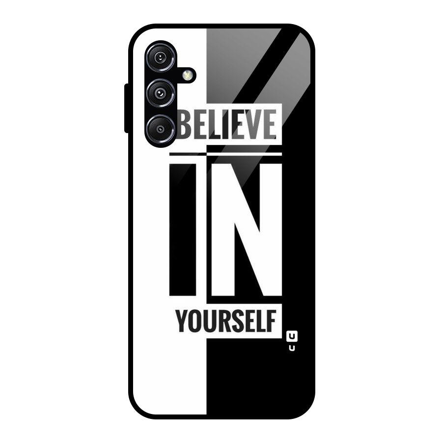 Believe Yourself Black Glass Back Case for Galaxy M34 5G