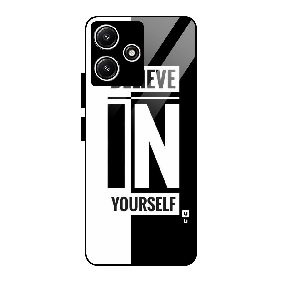 Believe Yourself Black Glass Back Case for Poco M6 Pro