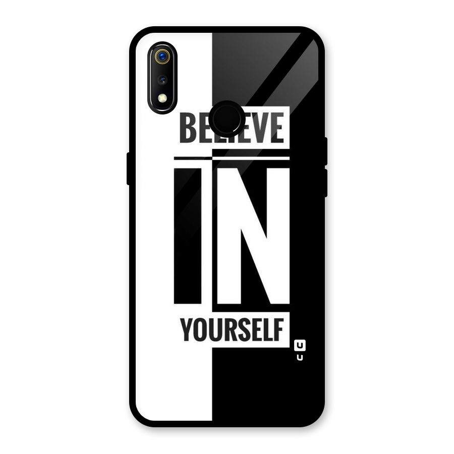 Believe Yourself Black Glass Back Case for Realme 3i