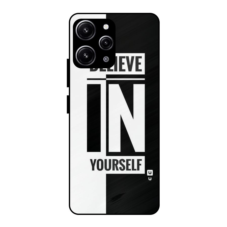 Believe Yourself Black Glass Back Case for Redmi 12 4G