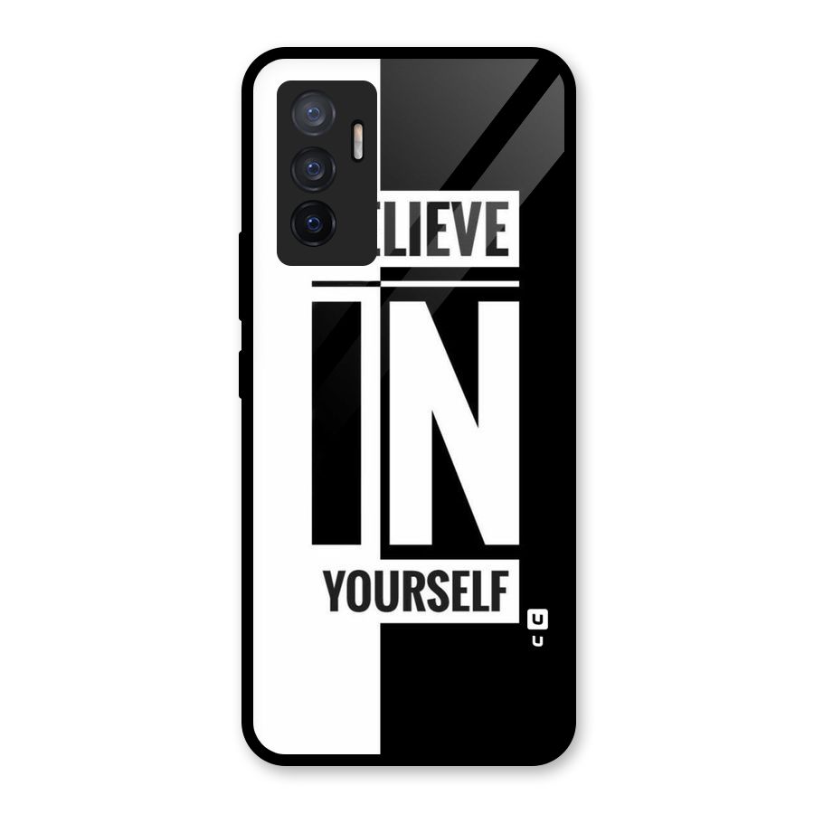 Believe Yourself Black Glass Back Case for Vivo V23e