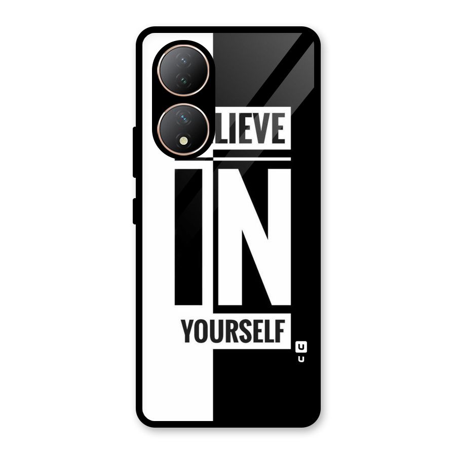 Believe Yourself Black Glass Back Case for Vivo Y100A