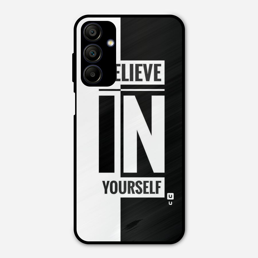 Believe Yourself Black Metal Back Case for Galaxy A15 5G