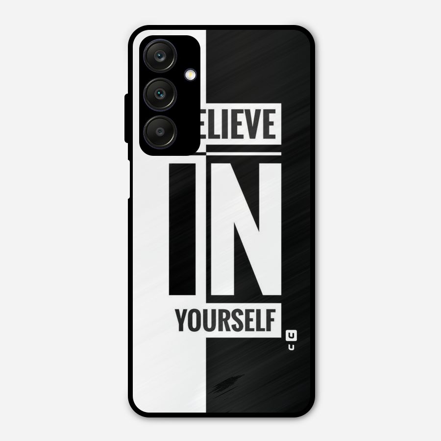 Believe Yourself Black Metal Back Case for Galaxy A25 5G