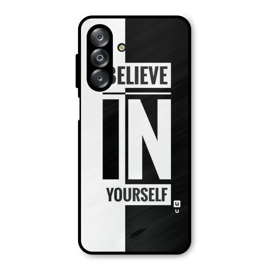 Believe Yourself Black Metal Back Case for Galaxy A26