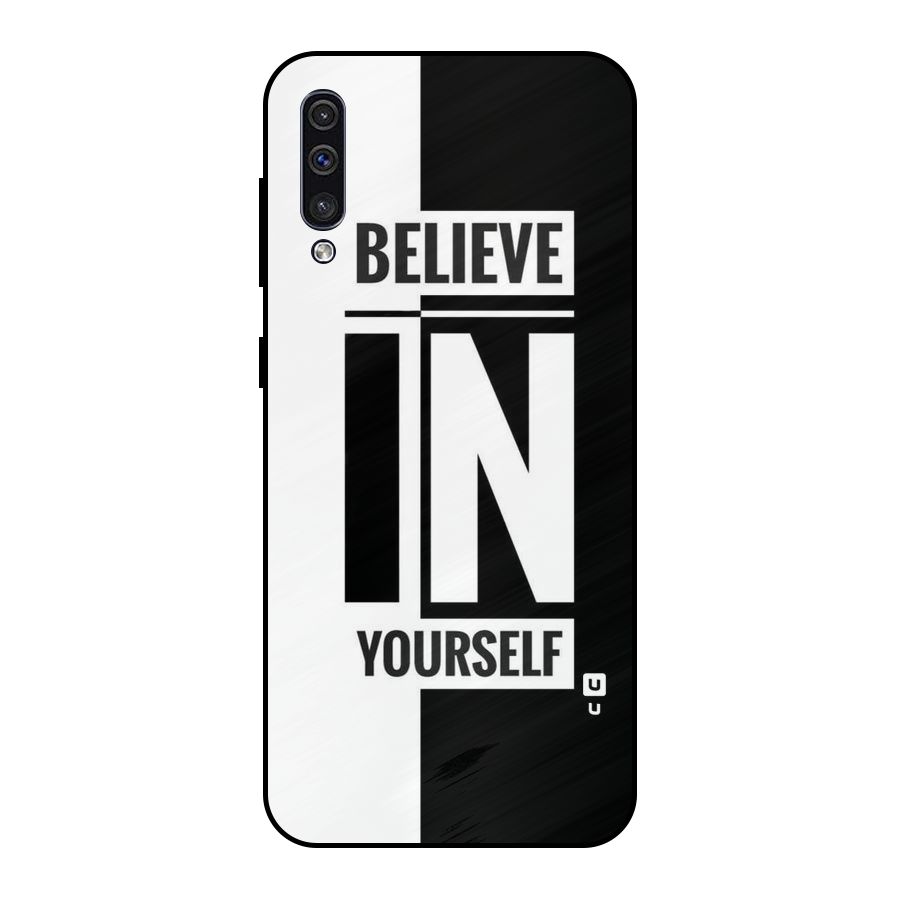 Believe Yourself Black Metal Back Case for Galaxy A30s