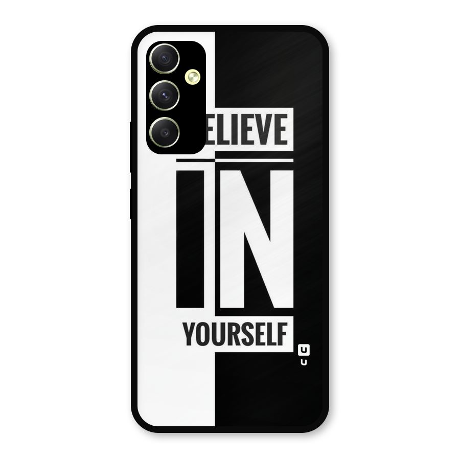 Believe Yourself Black Metal Back Case for Galaxy A34