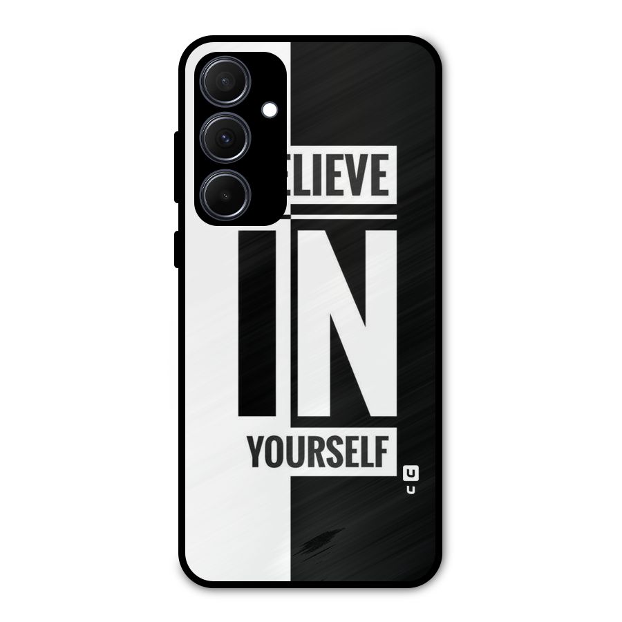 Believe Yourself Black Metal Back Case for Galaxy A35