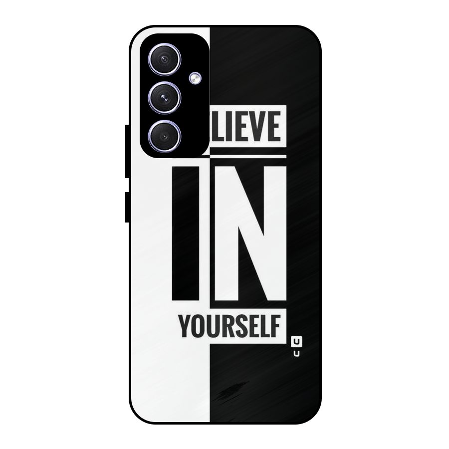 Believe Yourself Black Metal Back Case for Galaxy A54
