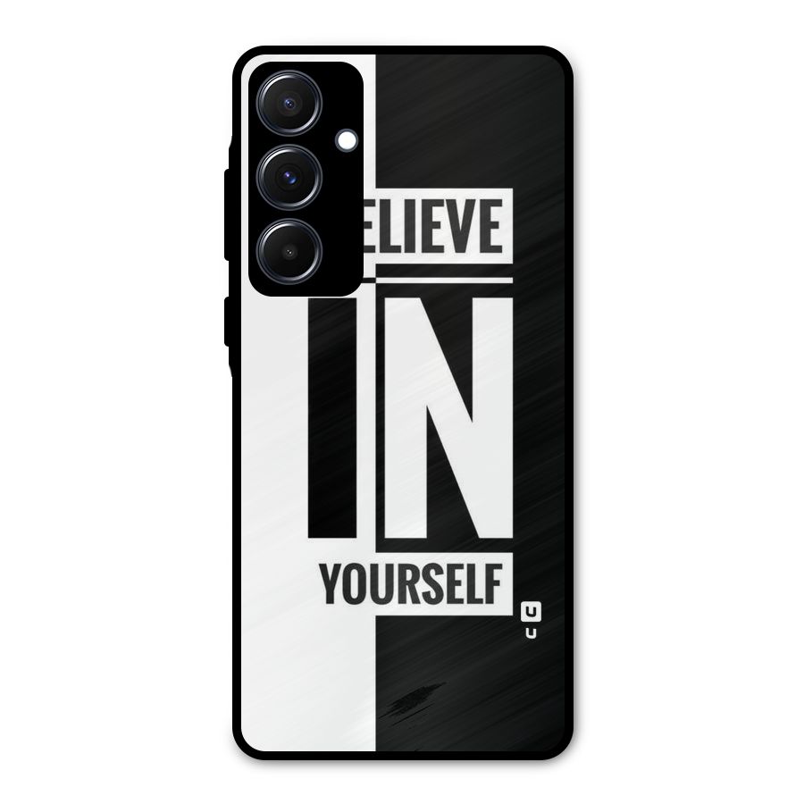 Believe Yourself Black Metal Back Case for Galaxy A55