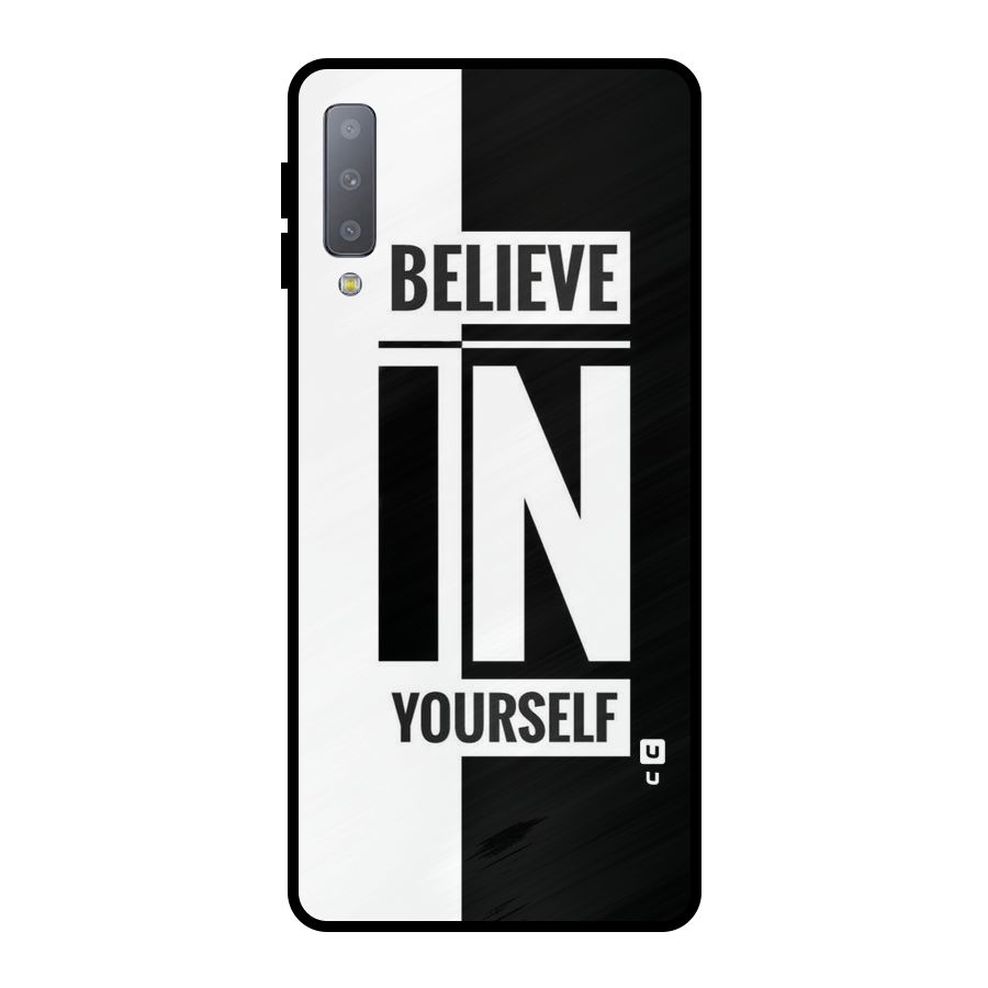 Believe Yourself Black Metal Back Case for Galaxy A7 (2018)