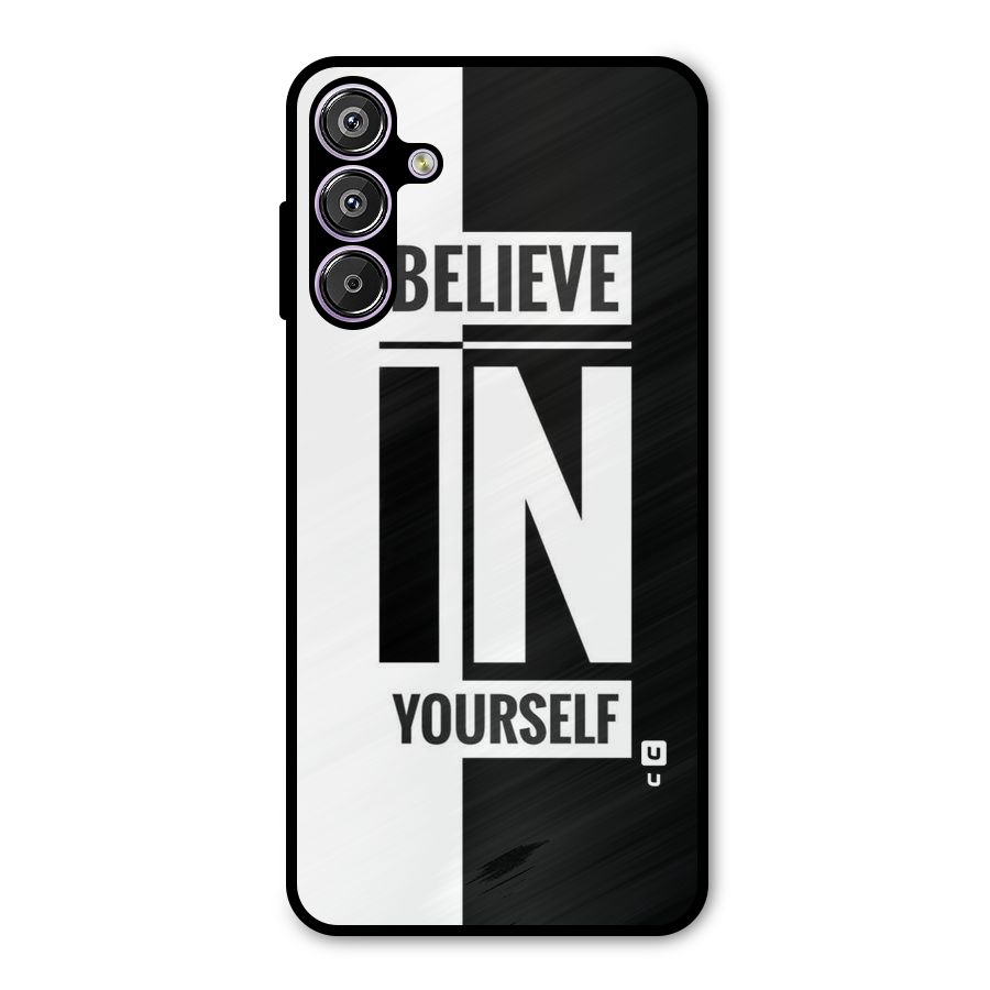 Believe Yourself Black Metal Back Case for Galaxy F15