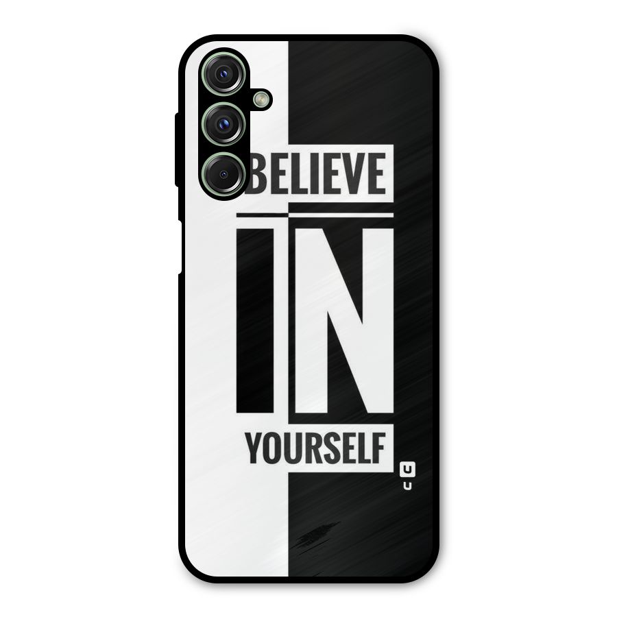 Believe Yourself Black Metal Back Case for Galaxy F34