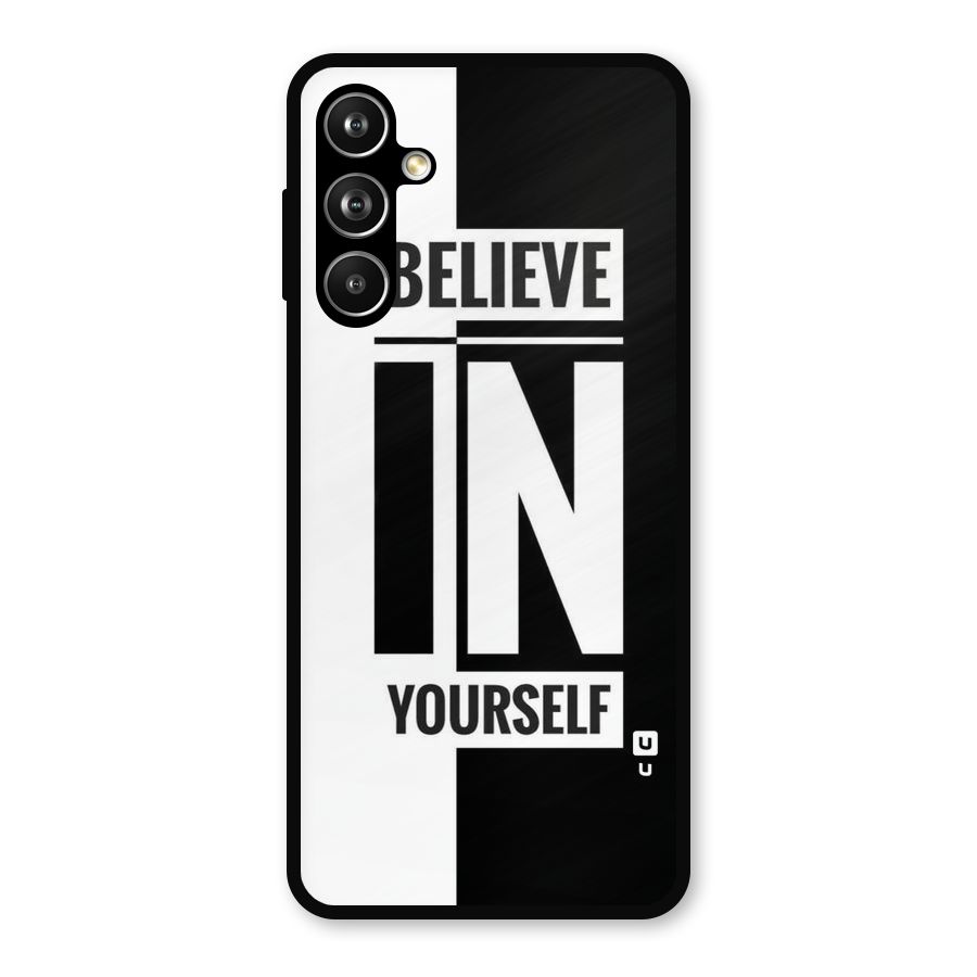 Believe Yourself Black Metal Back Case for Galaxy F54