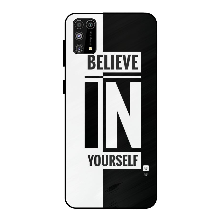 Believe Yourself Black Metal Back Case for Galaxy M31