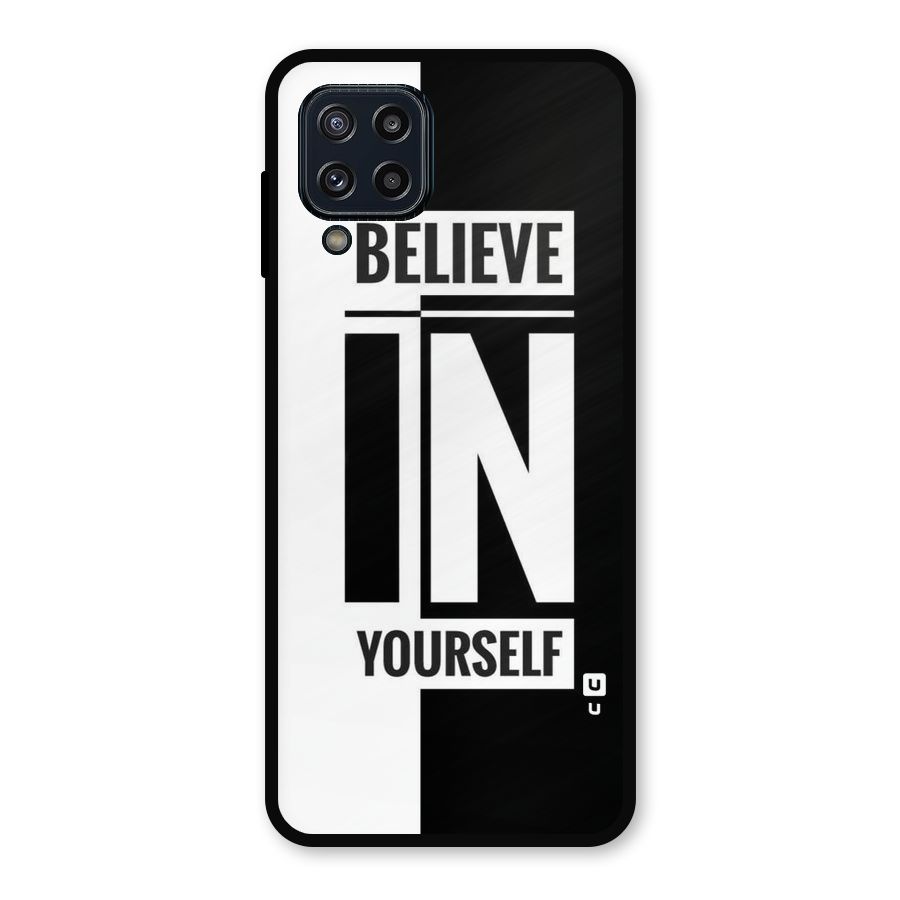Believe Yourself Black Metal Back Case for Galaxy M32
