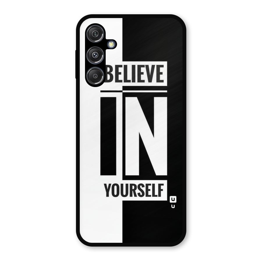 Believe Yourself Black Metal Back Case for Galaxy M34 5G
