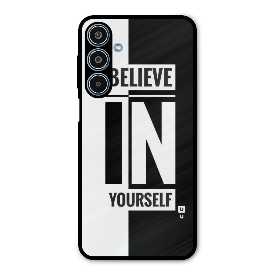 Believe Yourself Black Metal Back Case for Galaxy M35