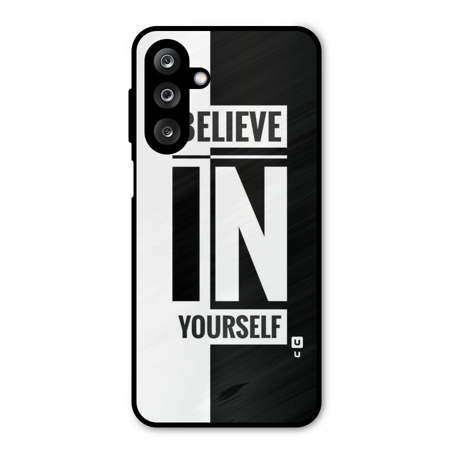 Believe Yourself Black Metal Back Case for Galaxy M36