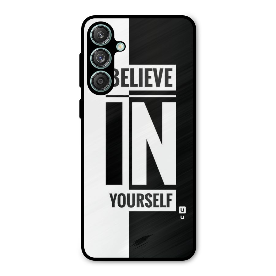 Believe Yourself Black Metal Back Case for Galaxy M55 5G
