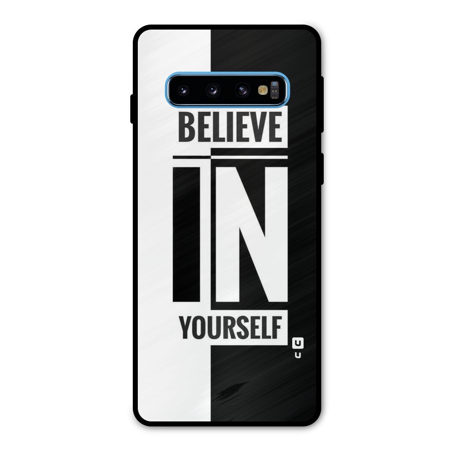 Believe Yourself Black Metal Back Case for Galaxy S10