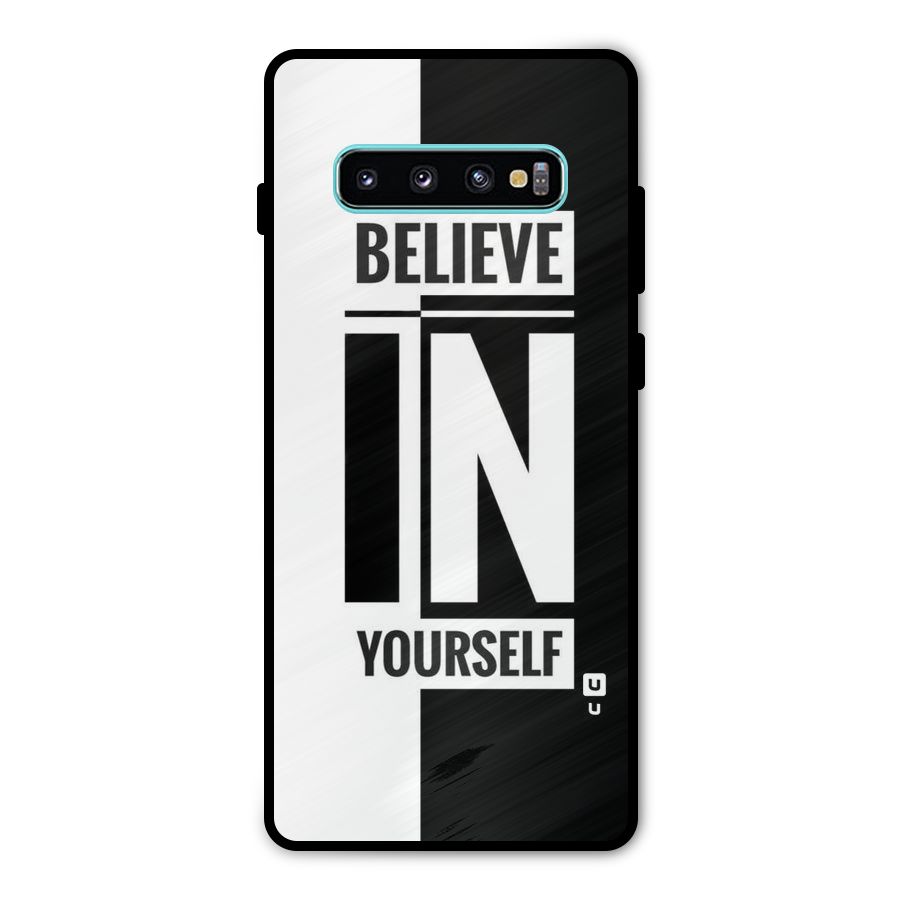Believe Yourself Black Metal Back Case for Galaxy S10 Plus