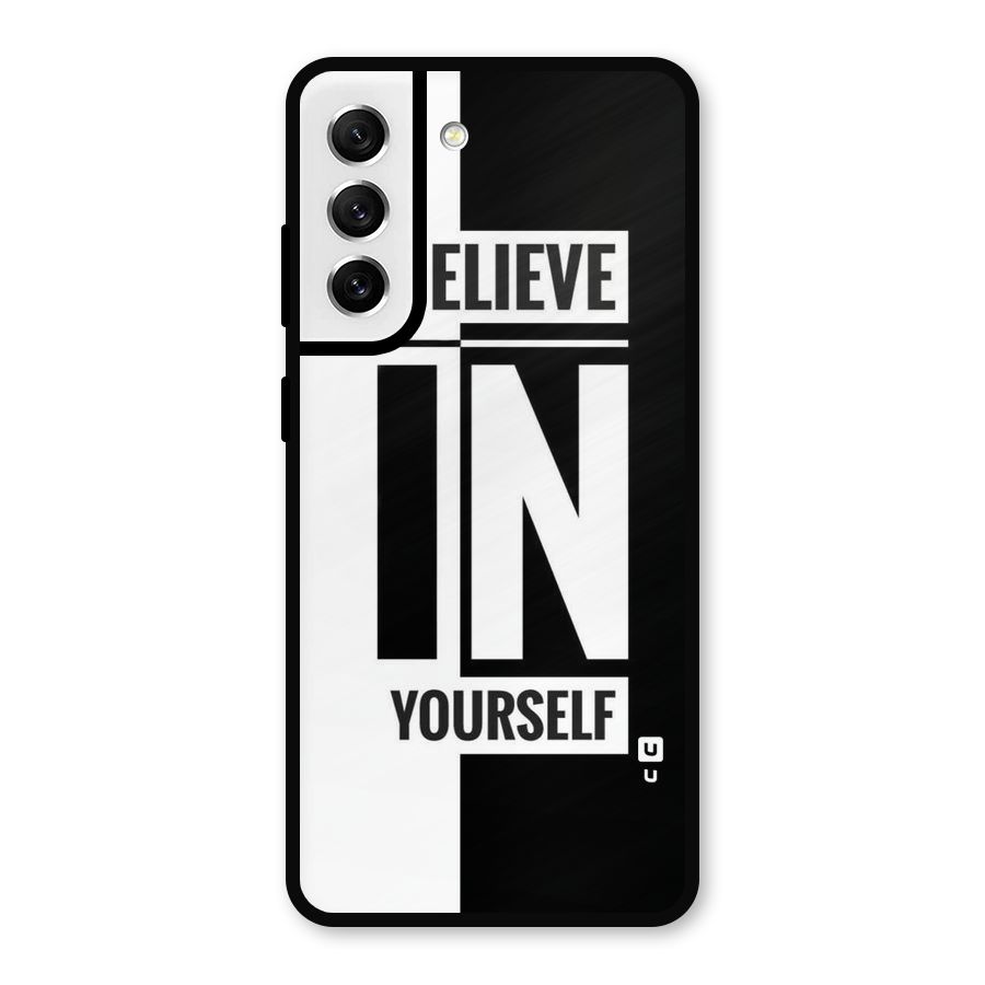 Believe Yourself Black Metal Back Case for Galaxy S21 FE 5G